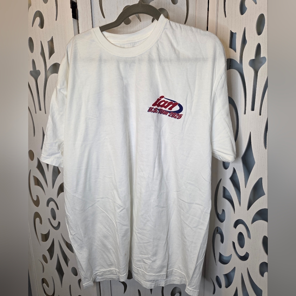 Ian US Tour 2025 T Shirt White Graphic Tee Double Sided Concert Tour Dates XXL